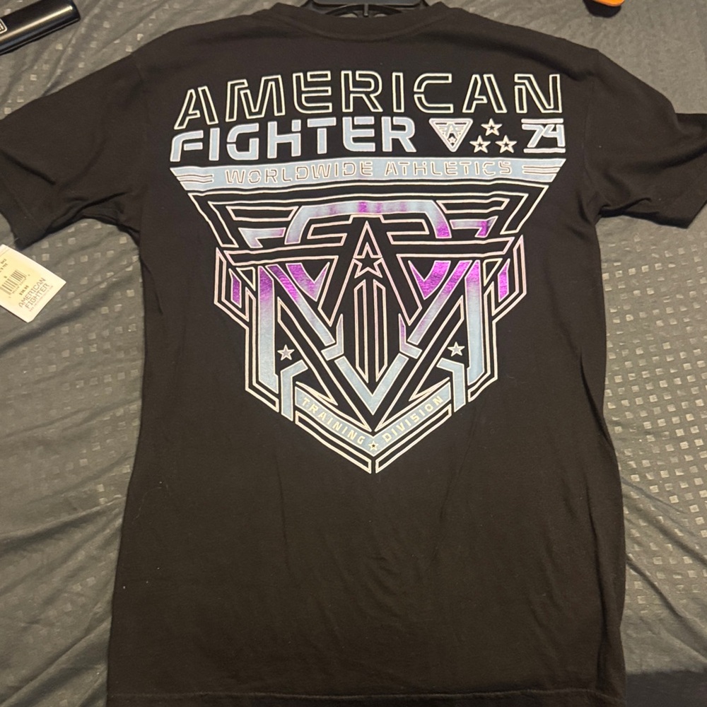 American Fighter Black and Purple Graphic Tee